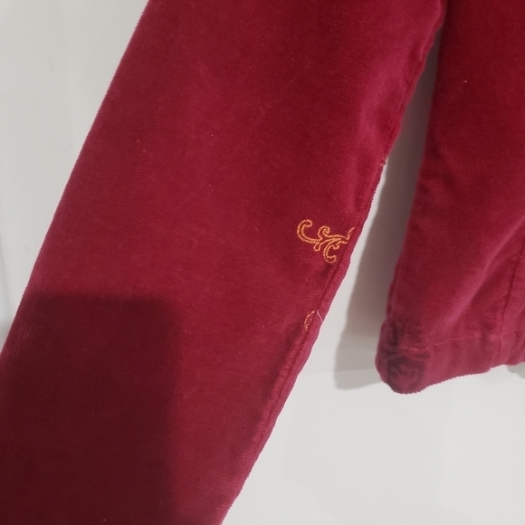 Baby Phat Girlz Burgundy Velvety Embroidery Blazer Jacket Size Large - Picture 10 of 14